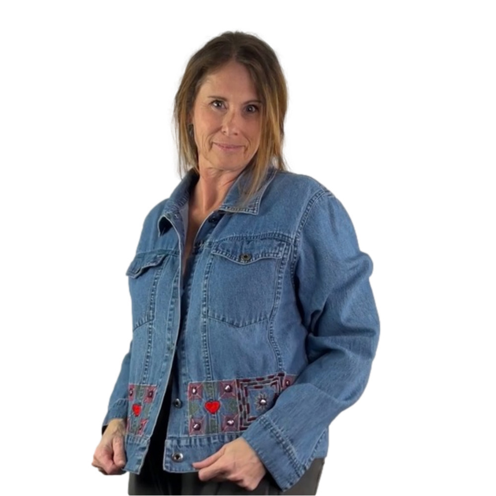 Agazo  Emebroidered Denim Jean Jacket